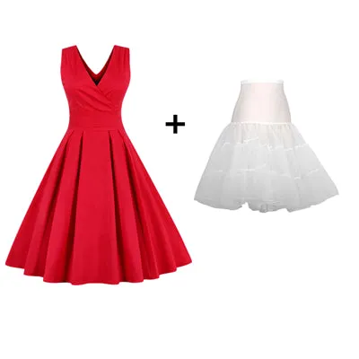 ZAFUL Women Sleeveless Vintage Summer Dress 50s 60s Swing Retro Swing Plus Size M~4XL Cotton Party bowknots Feminino Vestidos