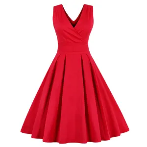 ZAFUL Women Sleeveless Vintage Summer Dress 50s 60s Swing Retro Swing Plus Size M~4XL Cotton Party bowknots Feminino Vestidos